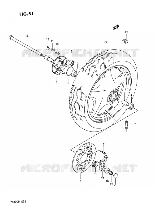 ROUE ARRIERE Suzuki MOTO 800 VX 1992  VX800N(E28)