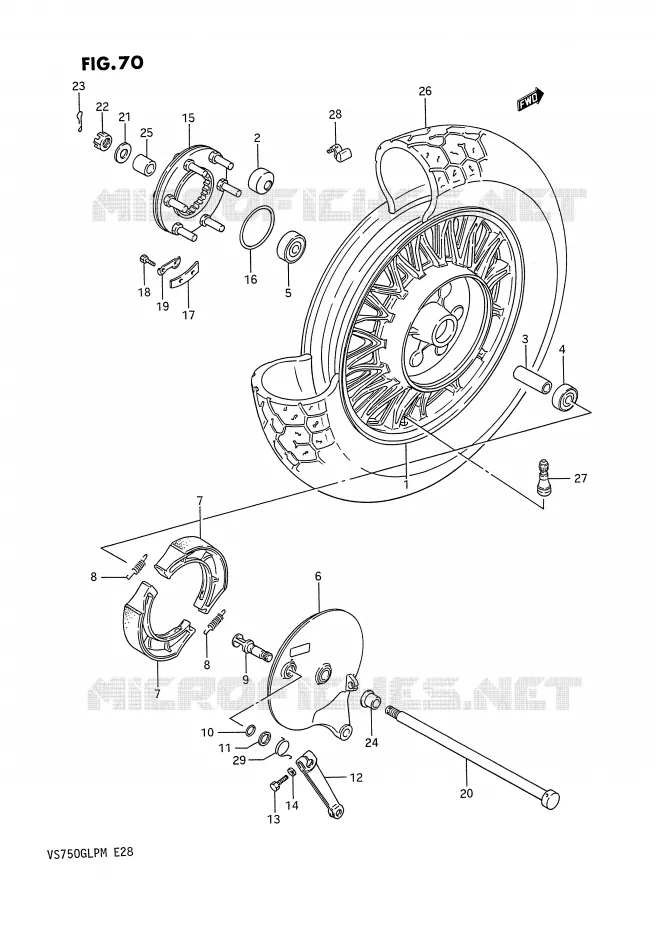 ROUE ARRIERE (VS750GLEFG/GLEPG) Suzuki MOTO 750 INTRUDER 1987  VS750GLPH(E28)