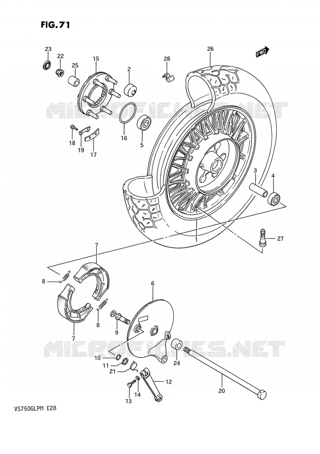 ROUE ARRIERE (VS750GLEFH/GLEPH) Suzuki MOTO 750 INTRUDER 1988  VS750GLPJ(E28)