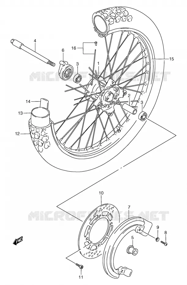 ROUE AVANT  (MODELE K) Suzuki MOTO 125 TS-R 1990  TS125RL(E2)