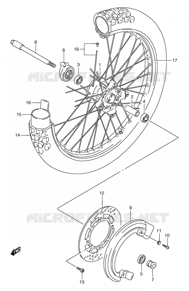 ROUE AVANT  (MODELE L/M/N/P/R) Suzuki MOTO 125 TS-R 1990  TS125RL(E2)