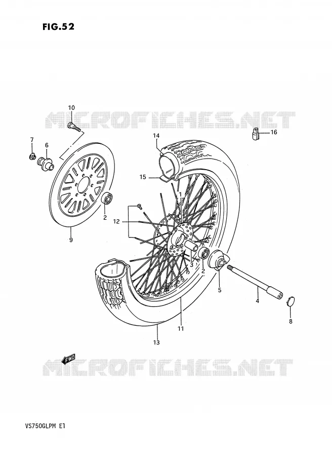 ROUE AVANT (MODELE J/K/L/M) Suzuki MOTO 750 INTRUDER 1990  VS750GLPL(E1)