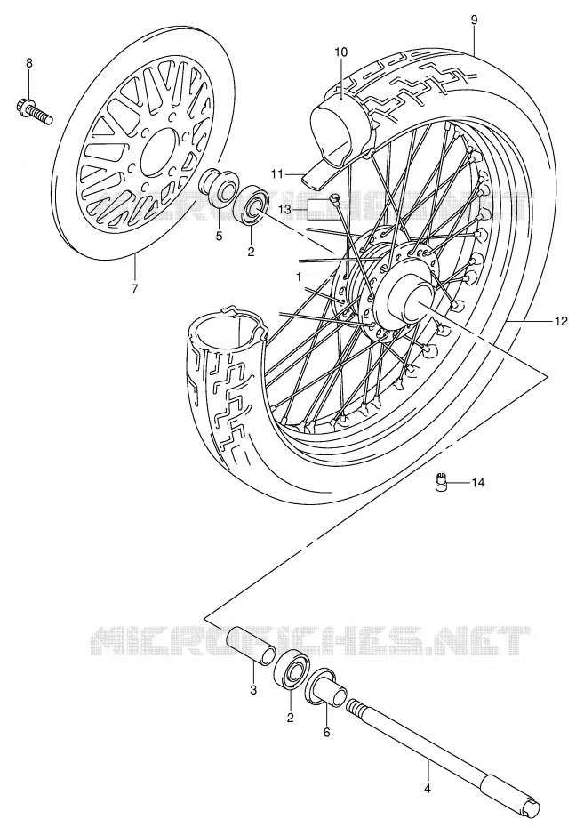 ROUE AVANT (MODELE Y/K1) Suzuki MOTO 125 INTRUDER 2004  VL125K4(E2)