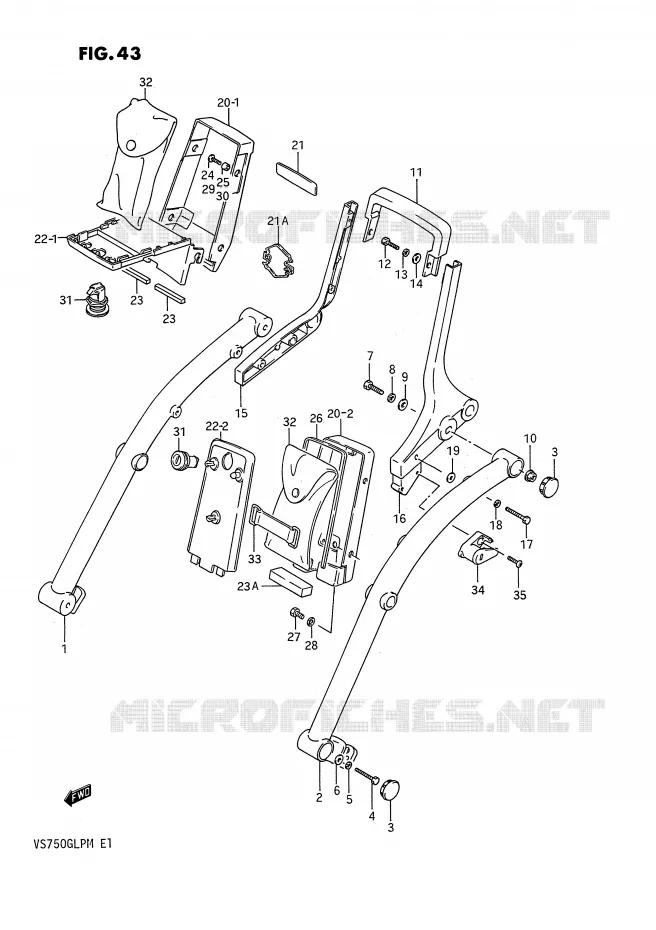 SUPPORT DOSSERET Suzuki MOTO 750 INTRUDER 1987  VS750GLFH(E1)