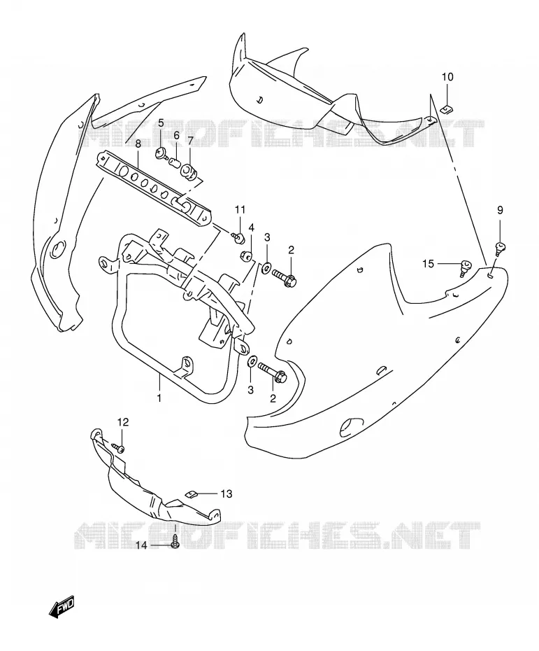 SUPPORTS / FIXATIONS CARENAGES (MODELE V/W/X) Suzuki MOTO 650 FREEWIND 2000  XF650UY(E2)