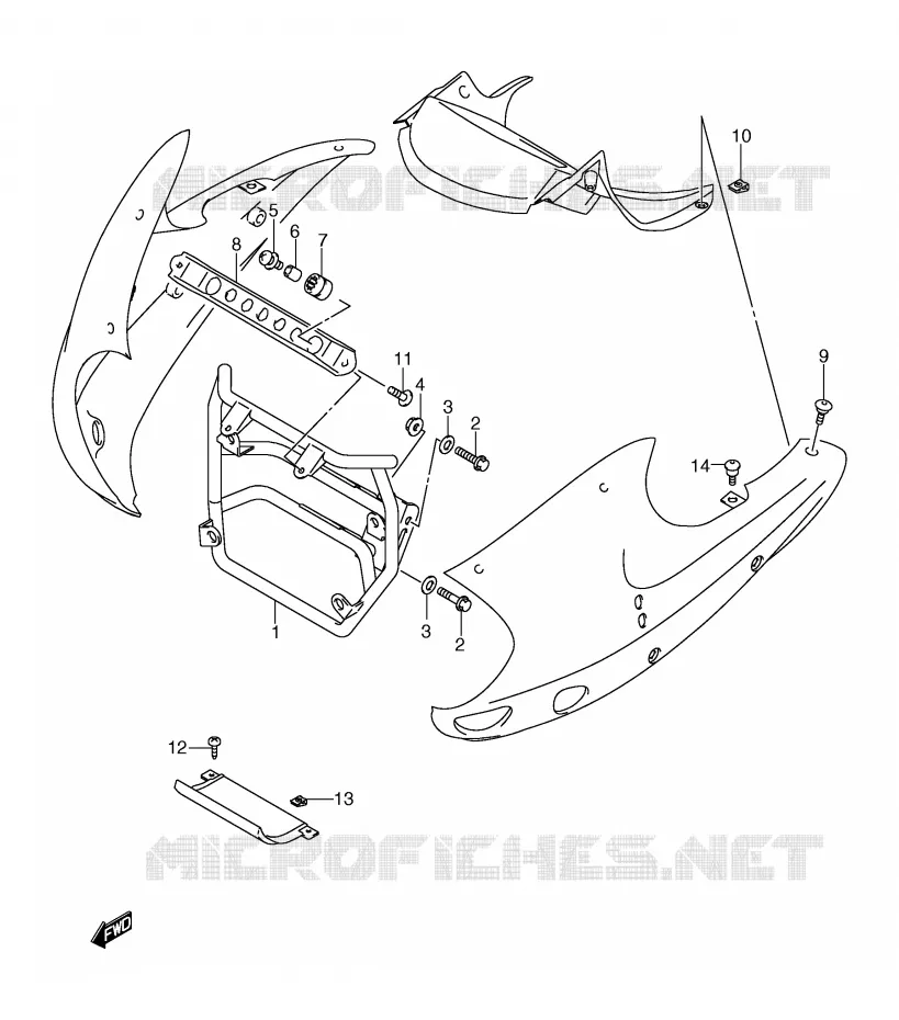 SUPPORTS / FIXATIONS CARENAGES (MODELE Y/K1) Suzuki MOTO 650 FREEWIND 1997  XF650UV(E2)