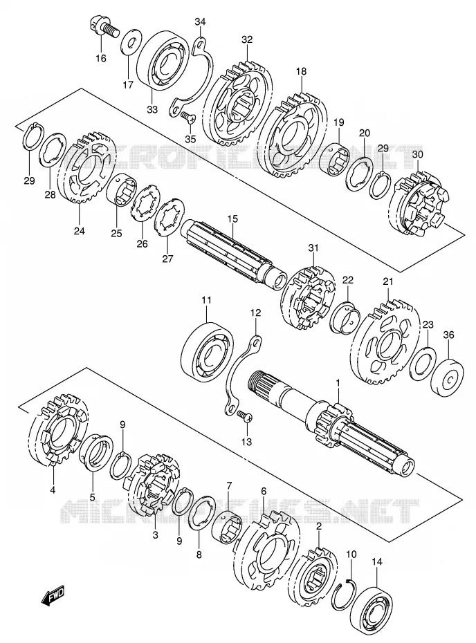 TRANSMISSION (MODELE K5) Suzuki MOTO 800 VOLUSIA 2002  VL800K2(E2)