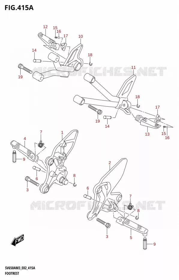 REPOSE PIEDS (SV650A,SV650AU) Suzuki MOTO 650 SV 2023  SV650A 2023 M3 (E19)