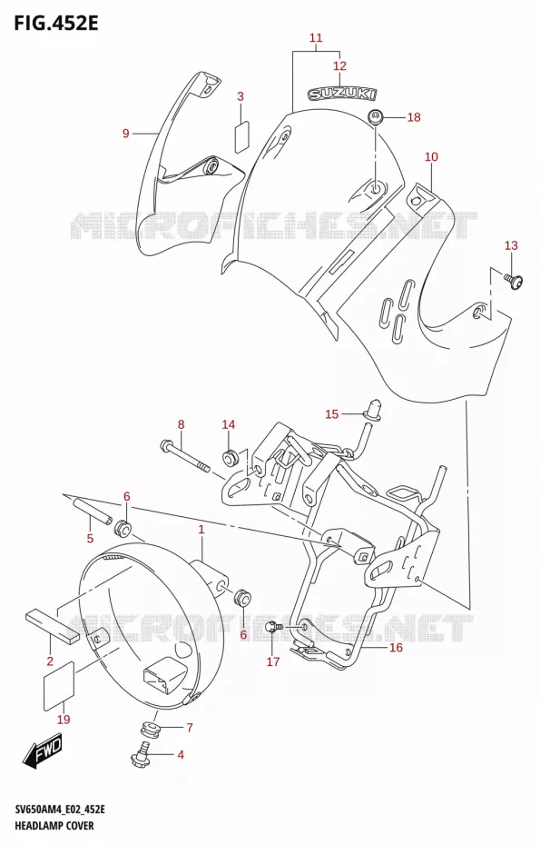 COUVERCLE DE PHARE (SV650XA:M4:E02) Suzuki MOTO 650 SV 2024  SV650AM4 E19 2024 M4 (E19)