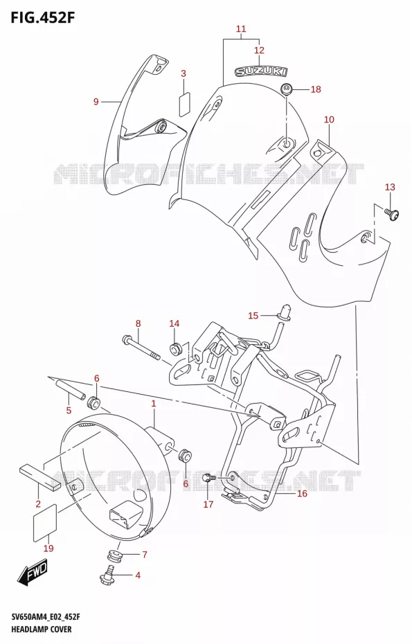 COUVERCLE DE PHARE (SV650XA:M4:E19) Suzuki MOTO 650 SV 2024  SV650AM4 E19 2024 M4 (E19)