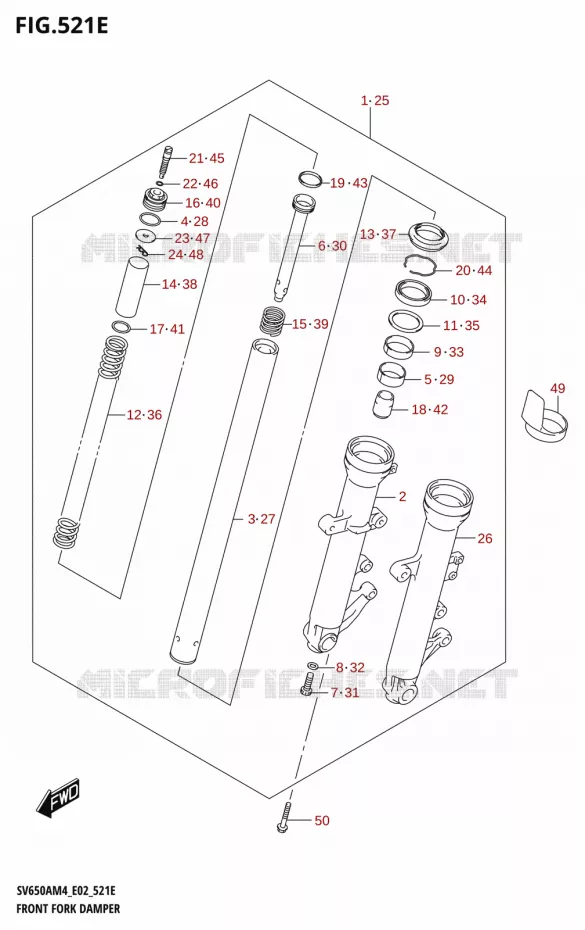 FOURCHE (SV650XA:M4:E02) Suzuki MOTO 650 SV 2024  SV650AM4 E19 2024 M4 (E19)