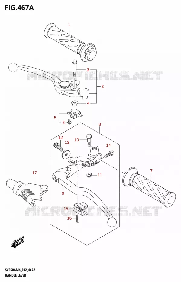 LEVIERS - POIGNEES Suzuki MOTO 650 SV 2024  SV650AM4 E19 2024 M4 (E19)