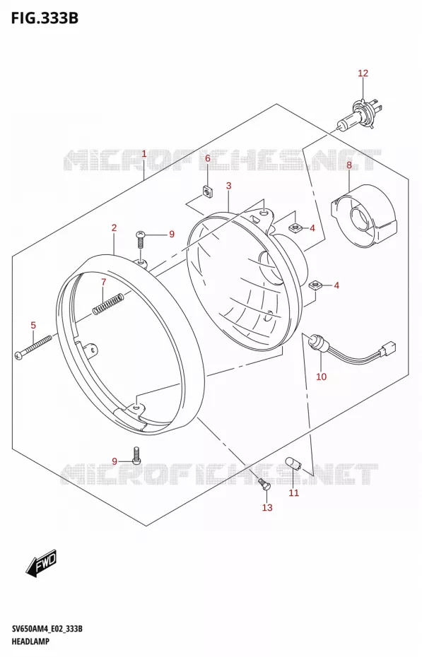 PHARE (SV650A:M4:E19) Suzuki MOTO 650 SV 2024  SV650AM4 E19 2024 M4 (E19)