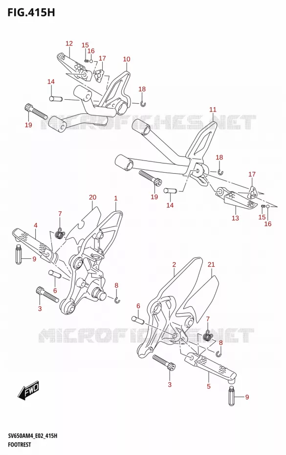 REPOSE PIEDS (SV650XAU:M4:E19) Suzuki MOTO 650 SV 2024  SV650AM4 E19 2024 M4 (E19)