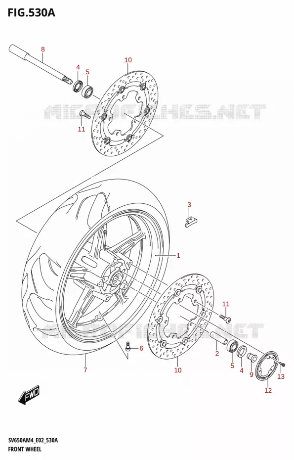 ROUE AVANT (SV650A:M4:E02) Suzuki MOTO 650 SV 2024  SV650AM4 E19 2024 M4 (E19)