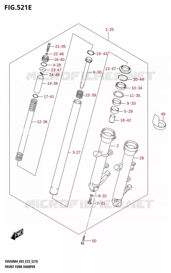 FOURCHE (SV650XA:M4:E28) Suzuki MOTO 650 SV 2024  SV650AM4 E28 2024 M4 (E28)