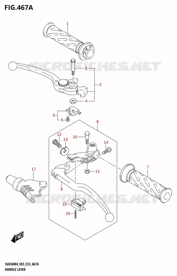 LEVIERS - POIGNEES Suzuki MOTO 650 SV 2024  SV650AM4 E28 2024 M4 (E28)