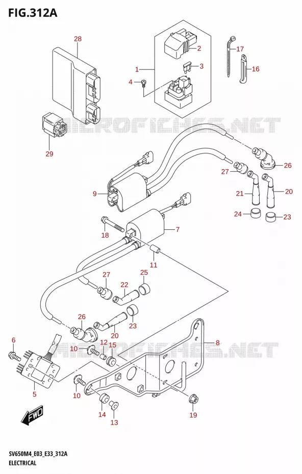 PARTIE ELECTRIQUE (SV650:M4:E03) Suzuki MOTO 650 SV 2024  SV650AM4 E28 2024 M4 (E28)