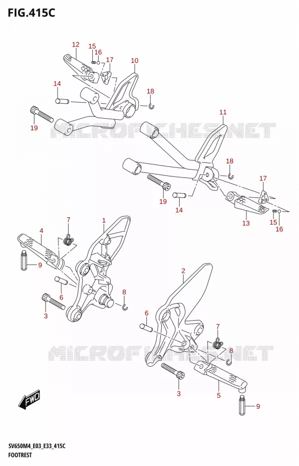 REPOSE PIEDS (SV650A:M4:E28) Suzuki MOTO 650 SV 2024  SV650AM4 E28 2024 M4 (E28)