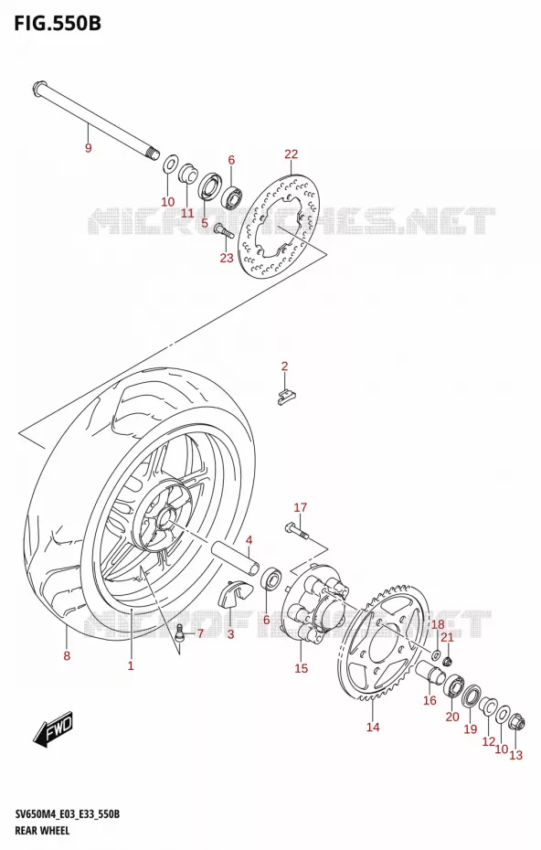 ROUE ARRIERE (SV650:M4:E33) Suzuki MOTO 650 SV 2024  SV650AM4 E28 2024 M4 (E28)
