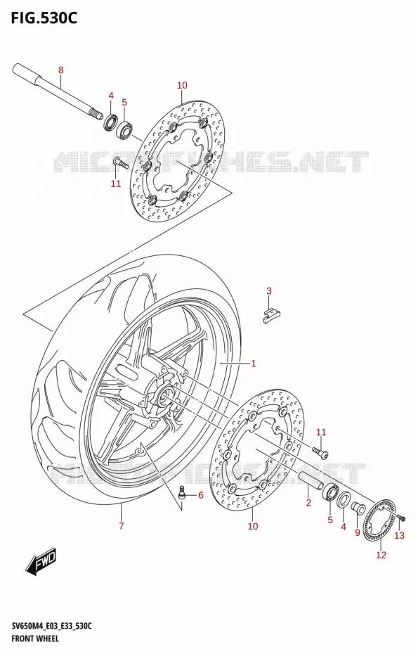 ROUE AVANT (SV650A:M4:E28) Suzuki MOTO 650 SV 2024  SV650AM4 E28 2024 M4 (E28)