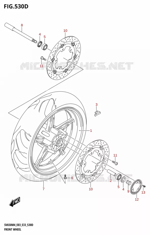 ROUE AVANT (SV650A:M4:E33) Suzuki MOTO 650 SV 2024  SV650AM4 E28 2024 M4 (E28)