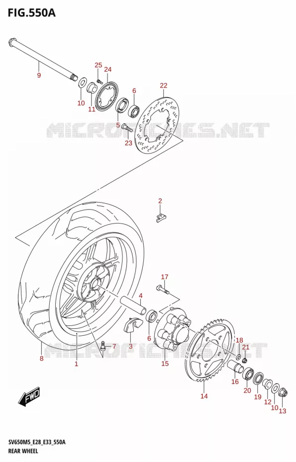 ROUE ARRIERE (SV650A) Suzuki MOTO 650 SV 2025  SV650A 2025 M5 (E28)