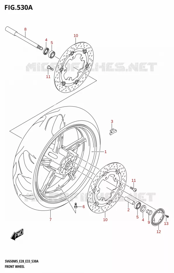 ROUE AVANT (SV650A) Suzuki MOTO 650 SV 2025  SV650A 2025 M5 (E28)