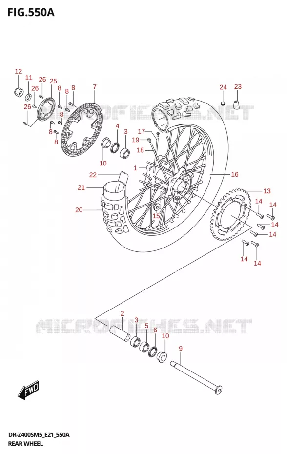 ROUE ARRIERE (DR-Z400SRJ) Suzuki MOTO 400 DR-Z 2025  DR-Z400S 2025 M5 (E21)