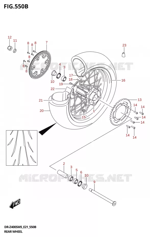 ROUE ARRIERE (DR-Z400SRL) Suzuki MOTO 400 DR-Z 2025  DR-Z400S 2025 M5 (E21)