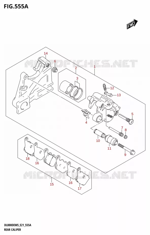 ETRIER DE FREIN ARRIERE Suzuki MOTO 800 V-STROM 2025  DL800DEUC 2025 M5 (E21)