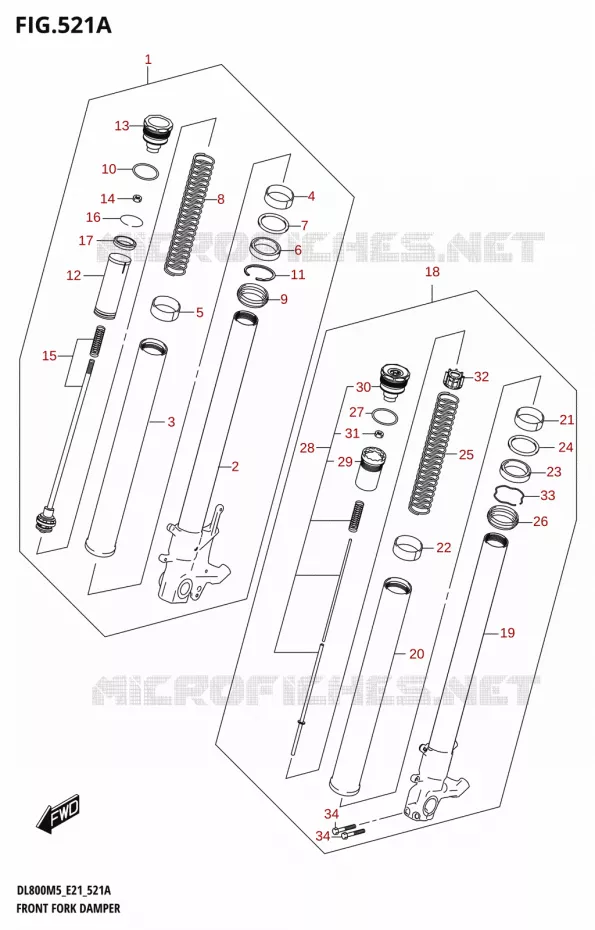 FOURCHE Suzuki MOTO 800 V-STROM 2025  DL800UQM5 E21 2025 M5 (E21)
