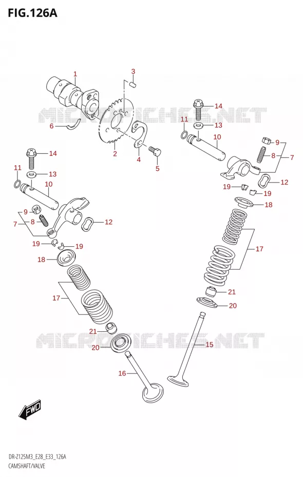 ARBRE A CAMES - SOUPAPES Suzuki MOTO 125 DR-Z 2023  DR-Z125LM3 E28 2023 M3 (E28)