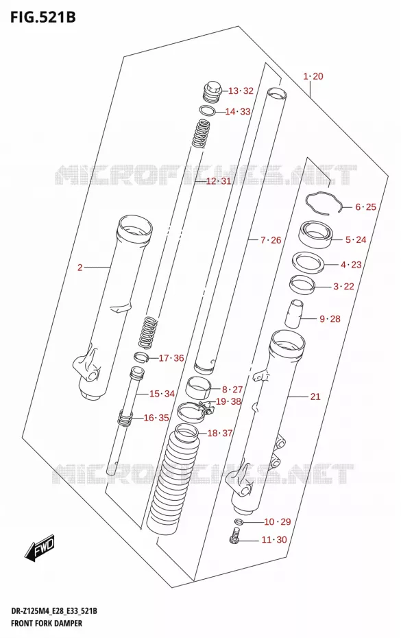 FOURCHE (DR-Z125L:E28) Suzuki MOTO 125 DR-Z 2024  DR-Z125LM4 E28 2024 M4 (E28)