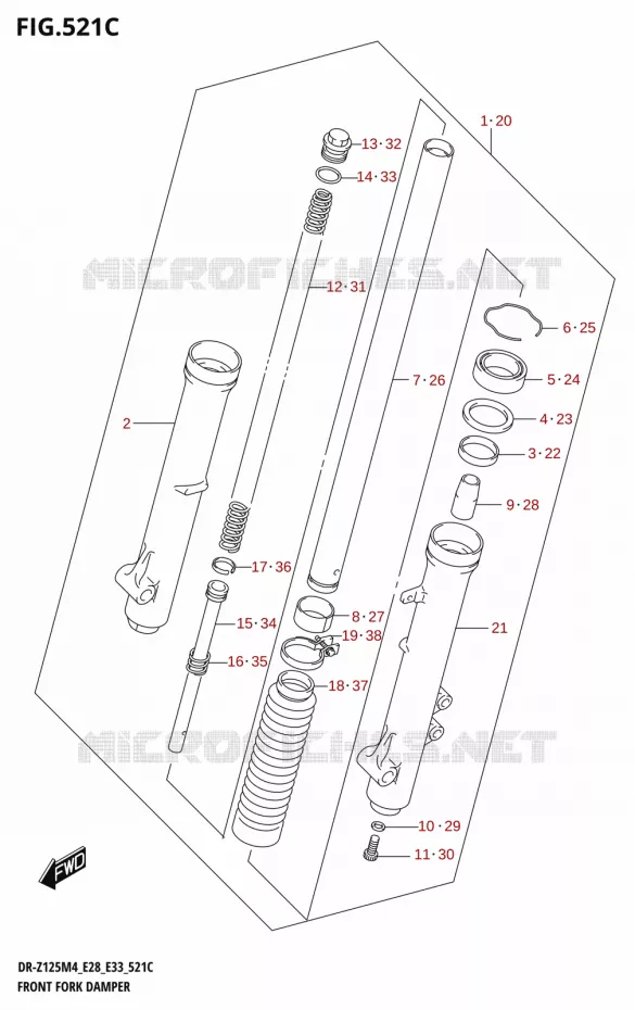 FOURCHE (DR-Z125L:E33) Suzuki MOTO 125 DR-Z 2024  DR-Z125LM4 E28 2024 M4 (E28)