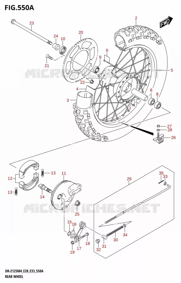 ROUE ARRIERE (DR-Z125) Suzuki MOTO 125 DR-Z 2024  DR-Z125LM4 E28 2024 M4 (E28)