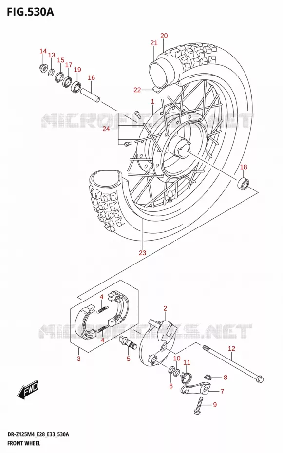 ROUE AVANT (DR-Z125) Suzuki MOTO 125 DR-Z 2024  DR-Z125LM4 E28 2024 M4 (E28)