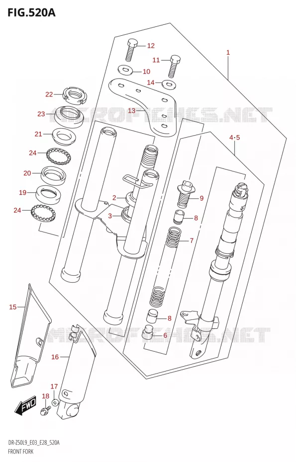 FOURCHE (DR-Z50:E03) Suzuki MOTO 50 DR 2019  DR-Z50 2019 L9 (E28)