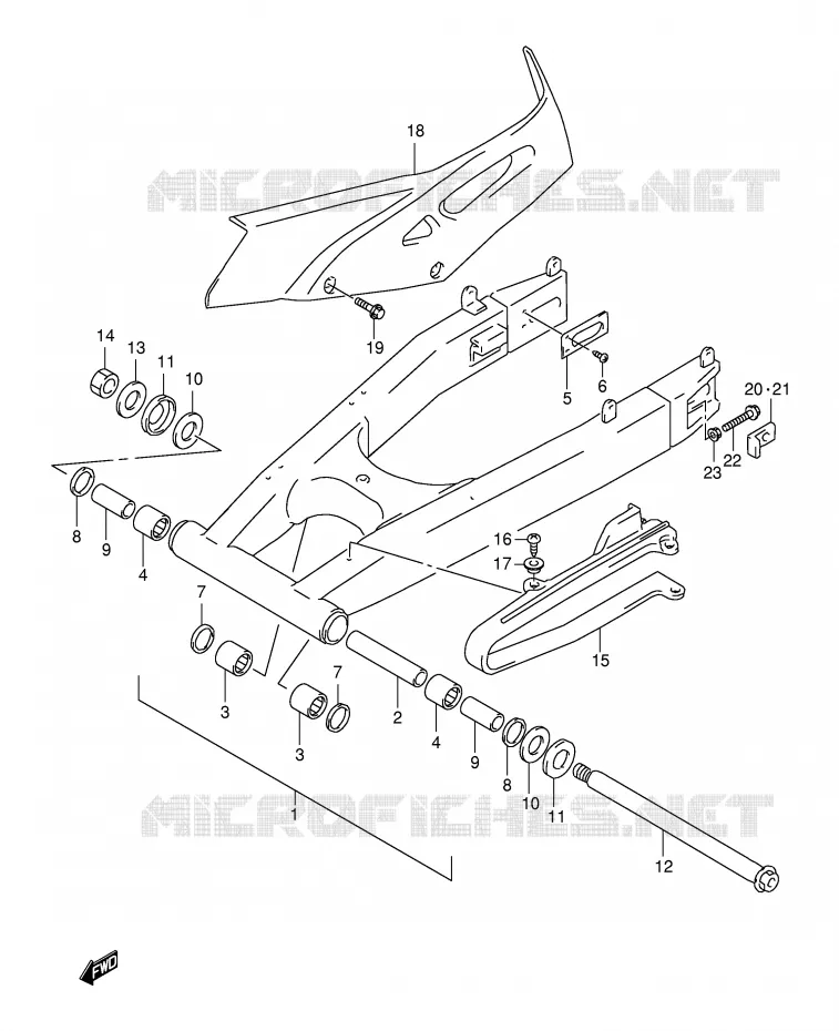 BRAS OSCILLANT ARRIERE Suzuki MOTO 650 FREEWIND 1999  XF650X(E2)