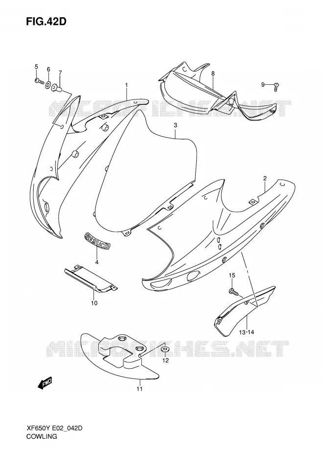 CARENAGE TETE DE FOURCHE (MODELE K1) Suzuki MOTO 650 FREEWIND 1998  XF650UW(E2)