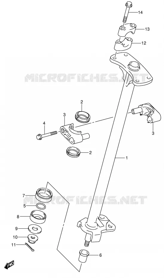 COLONNE DE DIRECTION (MODELE K4/K5/K6) Suzuki QUAD 250 OZARK 2005  LT-F250K5(E17)