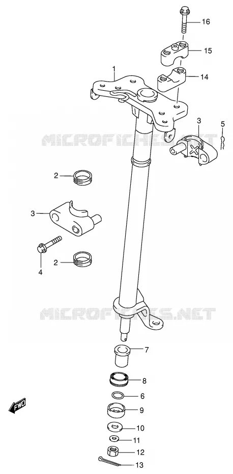 COLONNE DE DIRECTION (MODELE Y/K1/K2) Suzuki QUAD 500 QUADMASTER 2000  LT-F500FY(E3/E28)
