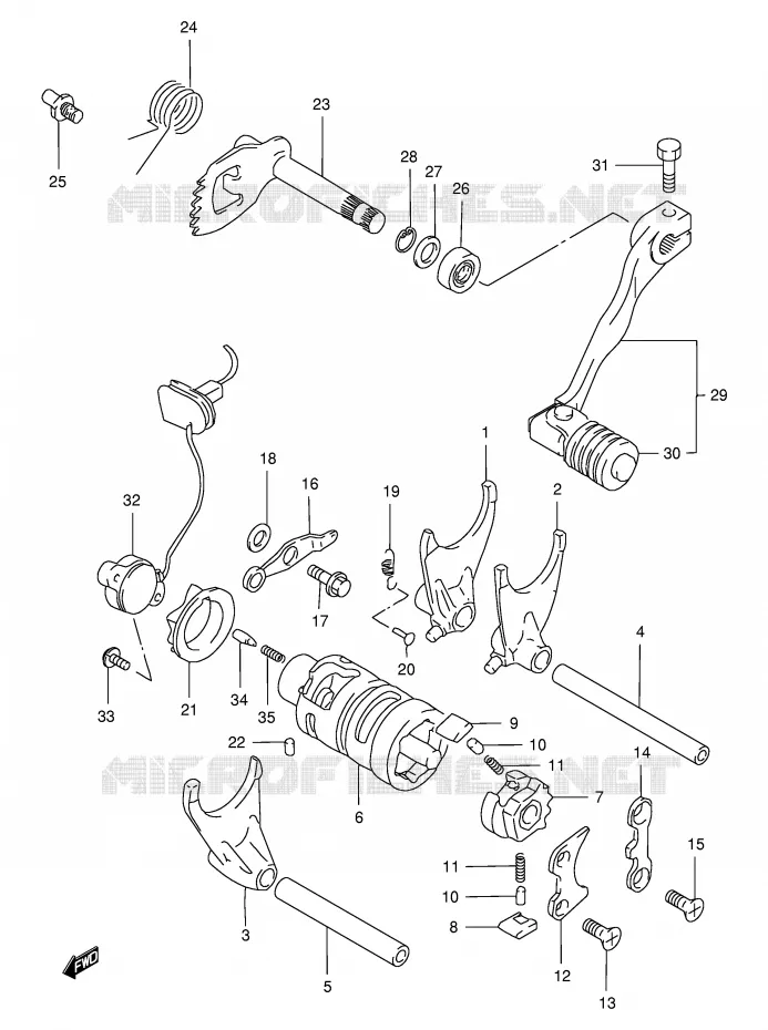 ENSEMBLE DE SELECTION DE VITESSES Suzuki MOTO 650 FREEWIND 2000  XF650Y(E2)