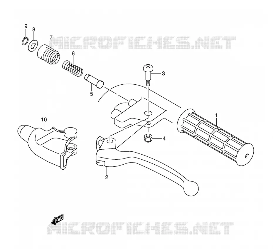 ENSEMBLE LEVIER - POIGNEE GAUCHE Suzuki QUAD 50 MINIQUAD-SPORT 2002  LT-A50K2(P2)