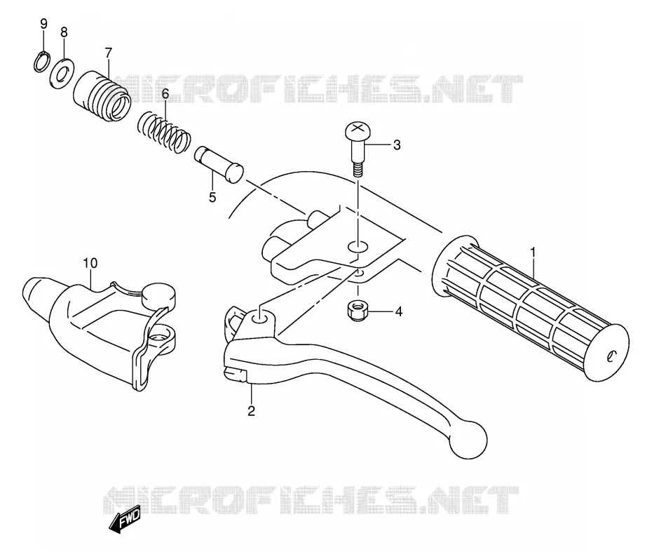 ENSEMBLE LEVIER - POIGNEE GAUCHE Suzuki QUAD 50 MINIQUAD-SPORT 2004  LT-A50K4(P3/P28)
