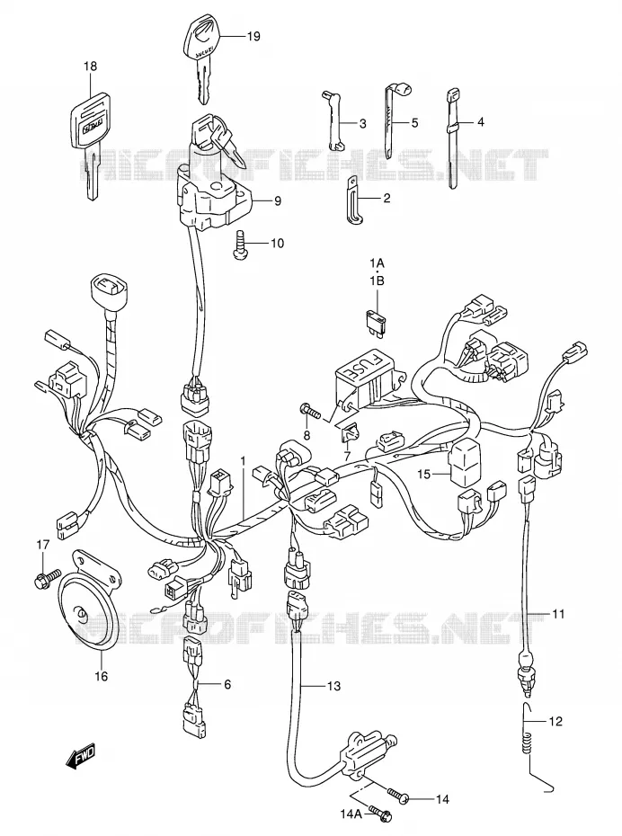 FAISCEAU ELECTRIQUE (MODELE V/W/X) Suzuki MOTO 650 FREEWIND 2000  XF650UY(E2)