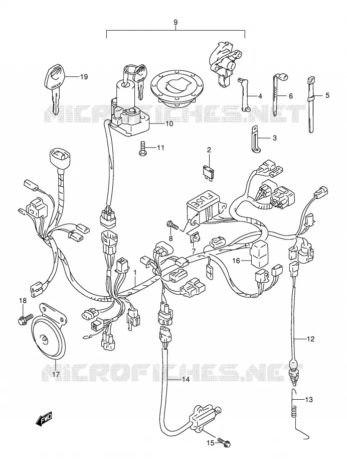 FAISCEAU ELECTRIQUE (MODELE Y/K1) Suzuki MOTO 650 FREEWIND 2001  XF650K1(E2)