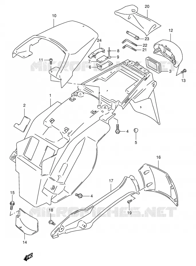 GARDE BOUE ARRIERE Suzuki MOTO 650 FREEWIND 2001  XF650K1(E2)