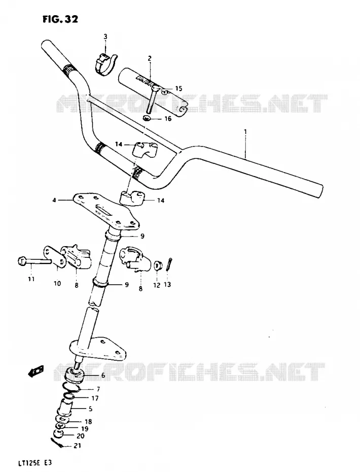 GUIDON - COLONNE DE DIRECTION (MODELE E) Suzuki QUAD 125 QUADRUNNER 1984  LT125E(E3)