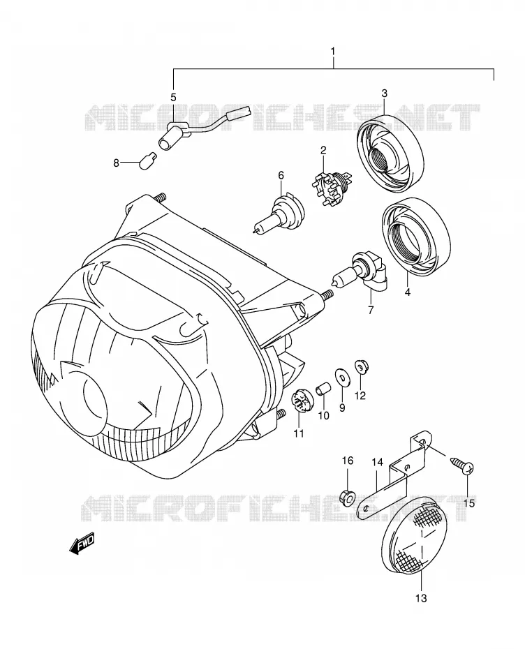 PHARE (MODEL Y/K1 E4,E17,E18,E22,E25,E34,E54,P9,P37) Suzuki MOTO 650 FREEWIND 2000  XF650UY(E2)